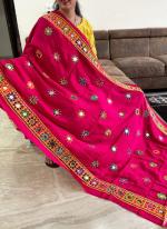 Silk Hot Pink Navratri Wear Embroidery Work Dupatta